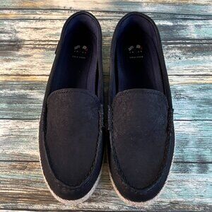 Cole Haan Nantucket Womens Espadrille Penny Loafers Size 9 Black Leather Flats
